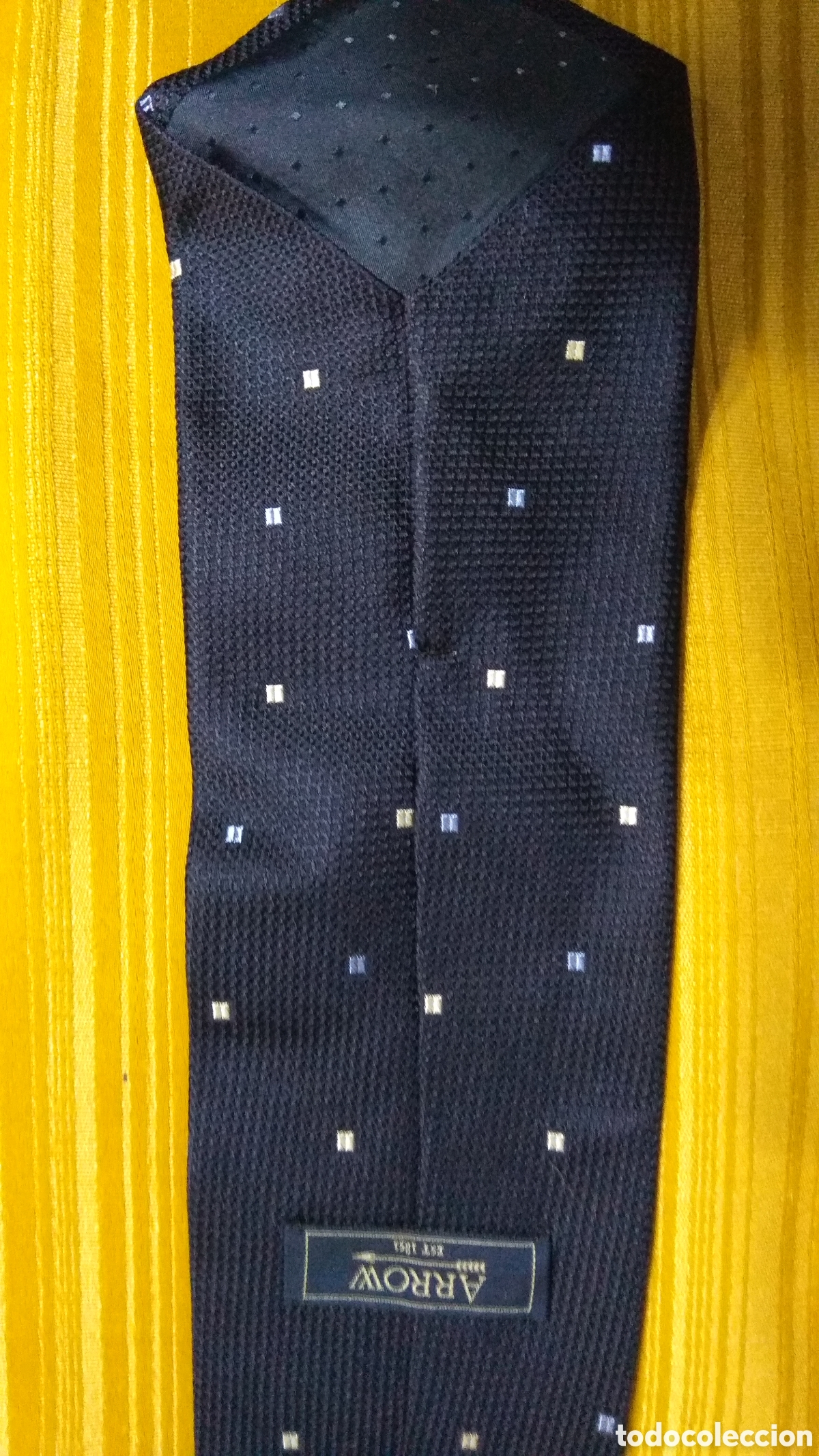 Vintage: Corbata Arrow seda azul marino con detalles - Foto 2
