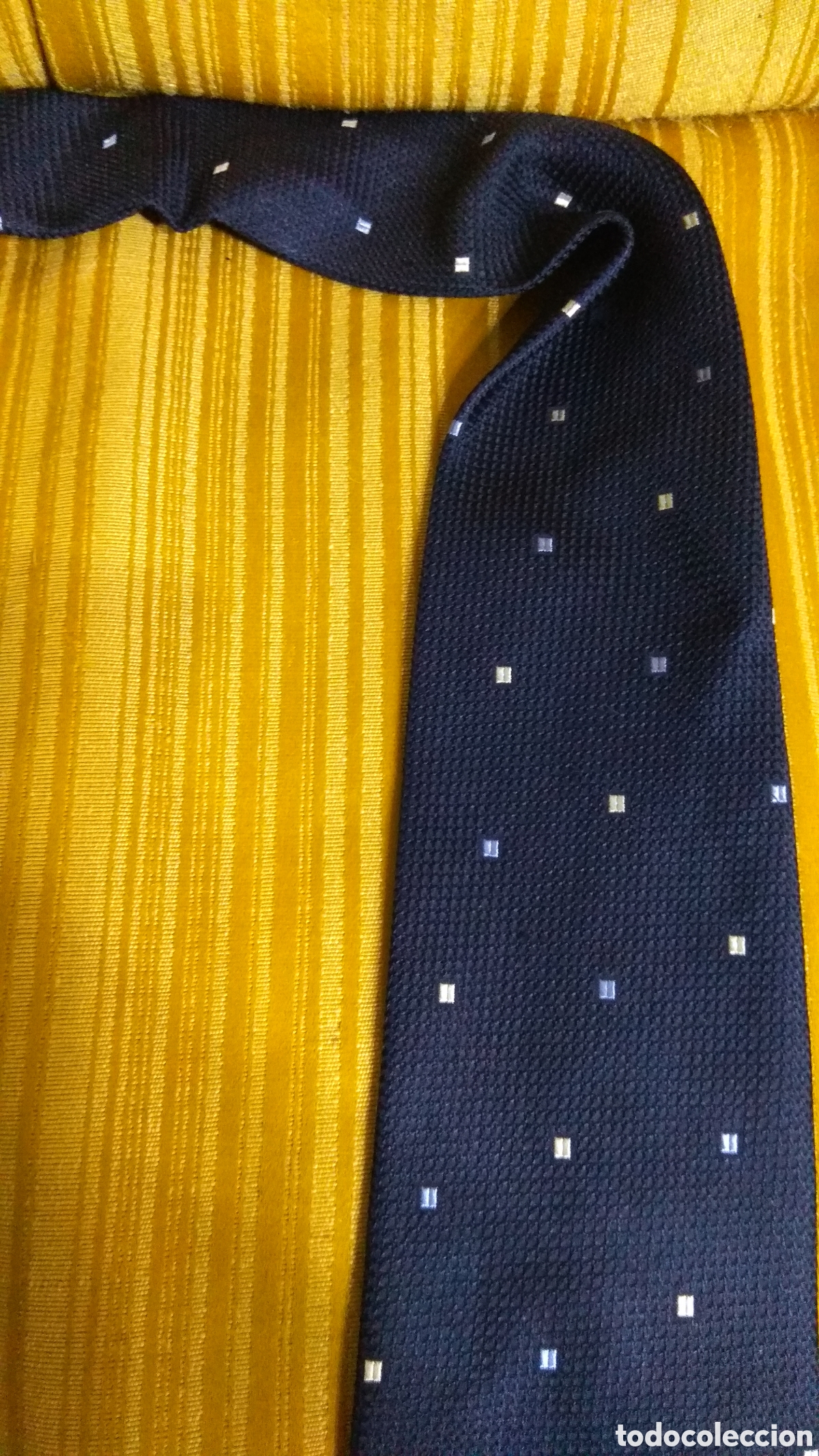 Vintage: Corbata Arrow seda azul marino con detalles - Foto 6