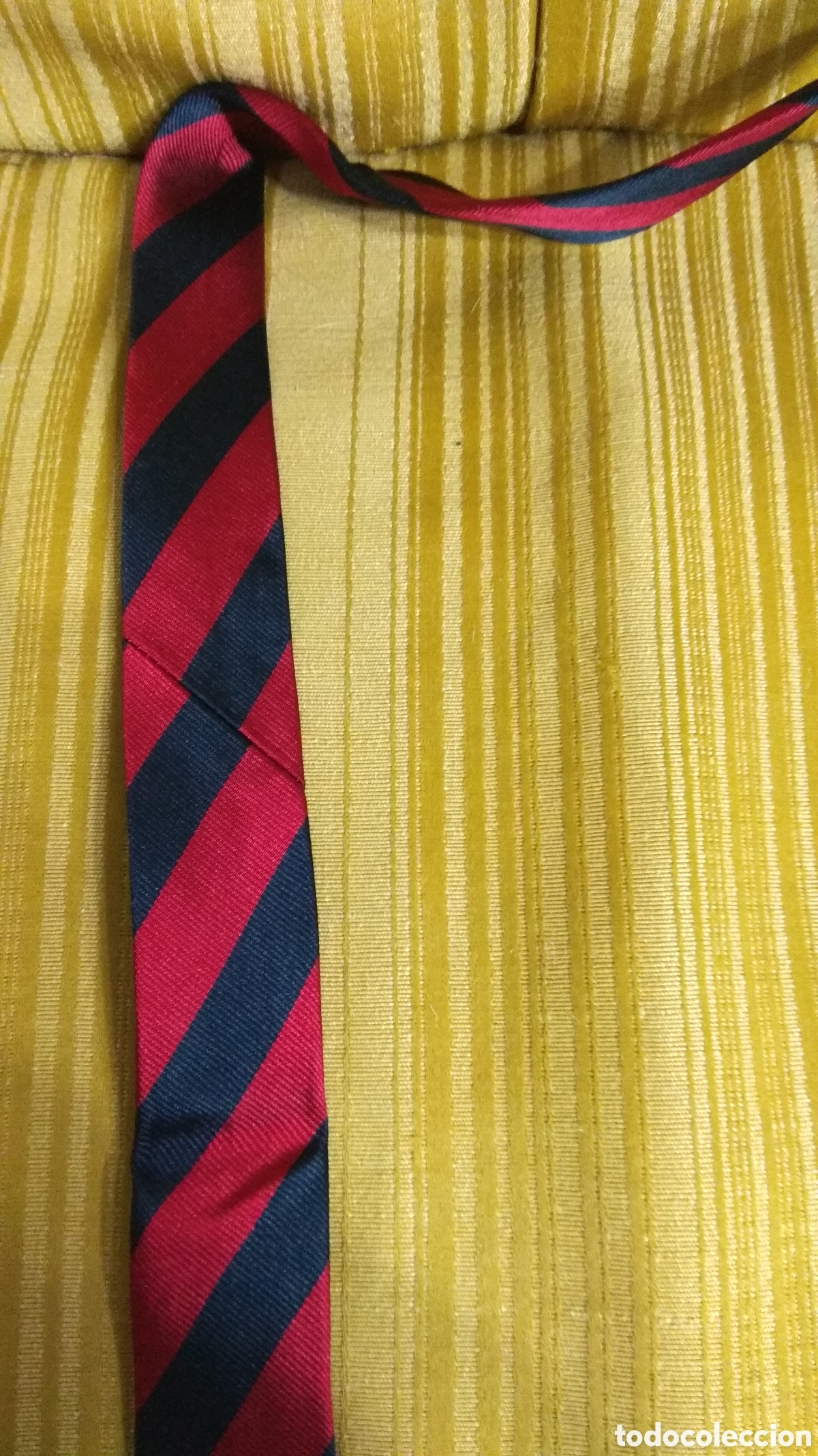 Vintage: Corbata Red and Blue Par&iacute;s seda rayas rojas azules. - Foto 5