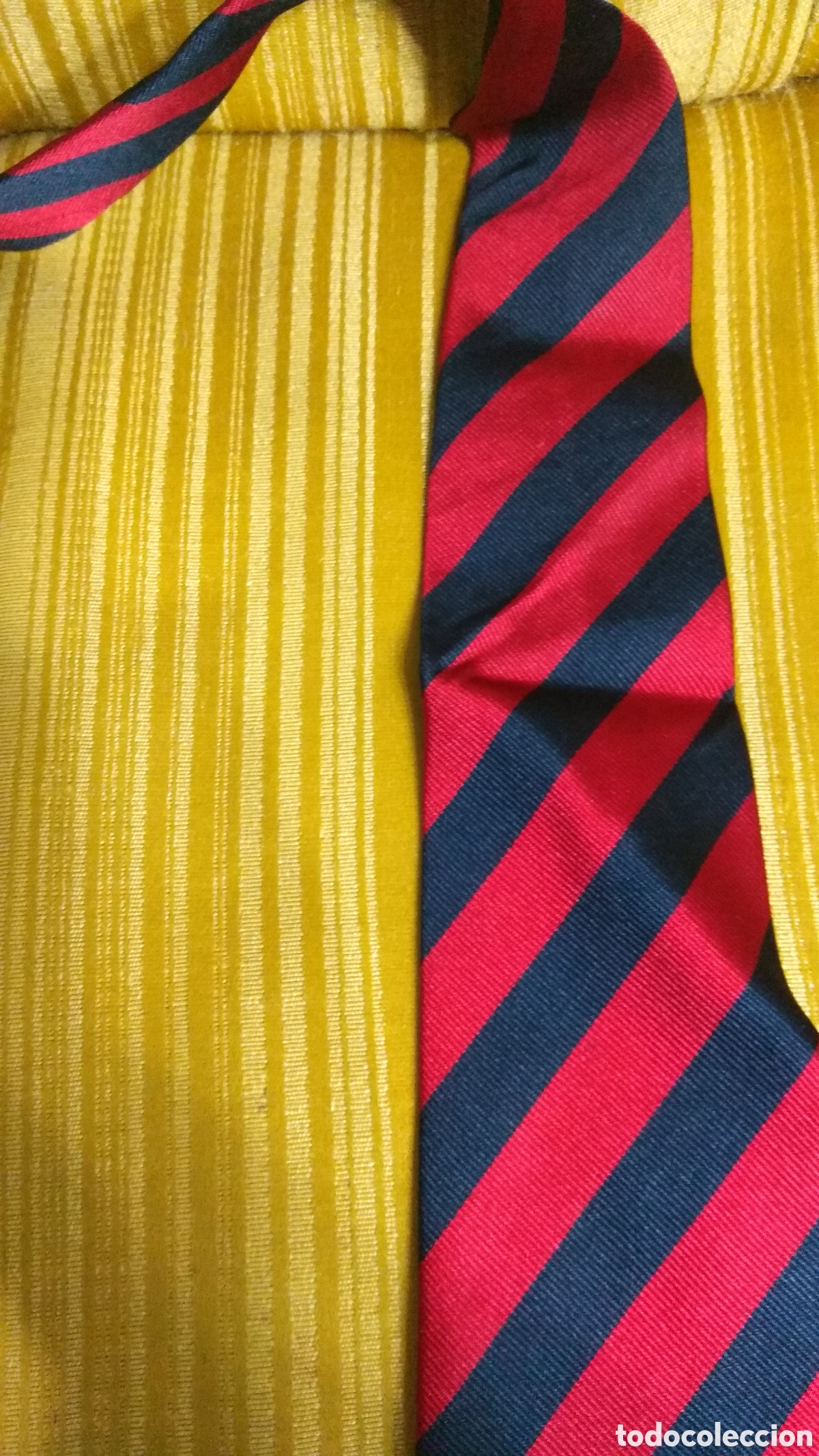Vintage: Corbata Red and Blue Par&iacute;s seda rayas rojas azules. - Foto 6