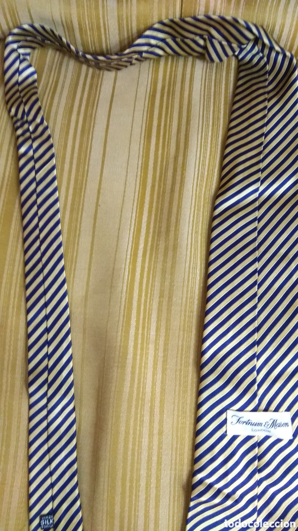 Vintage: Corbata Fortnum & Mason seda England l&iacute;neas azul oro - Foto 8
