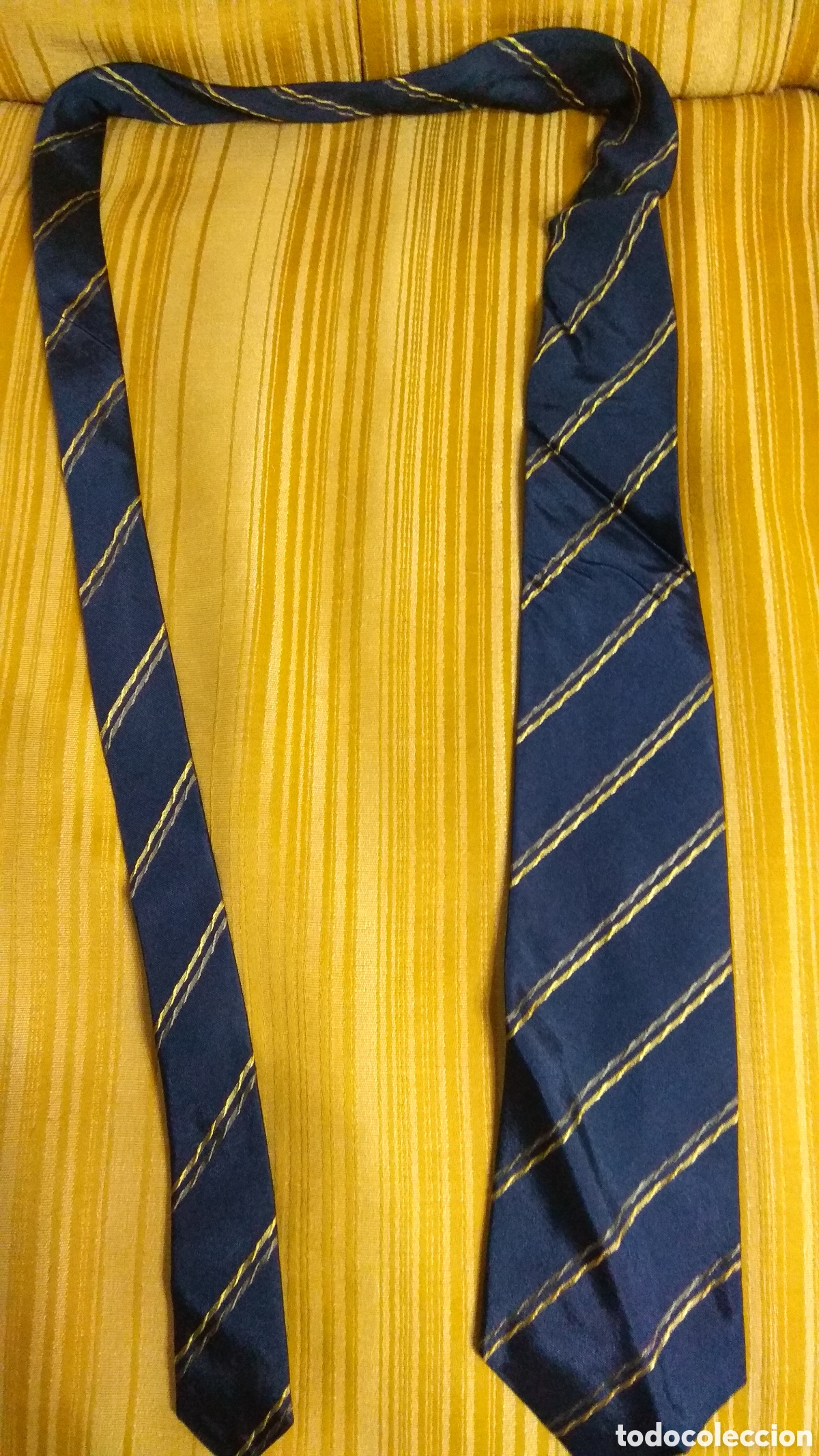 Vintage: Corbata Sirgist seda azul marino rayas. - Foto 1