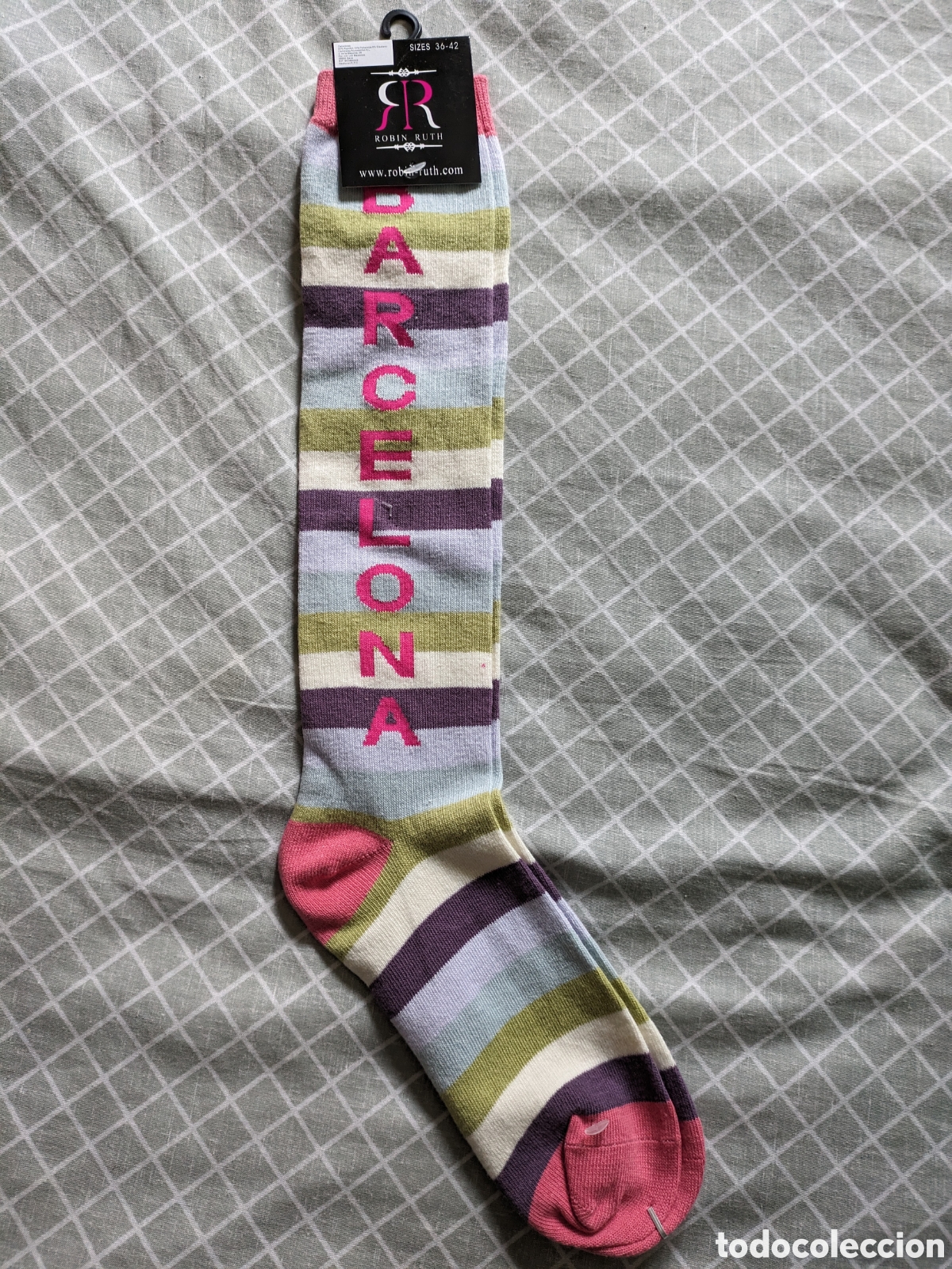 Vintage: Barcelona Calcetines altos multicolor rayas - Foto 2
