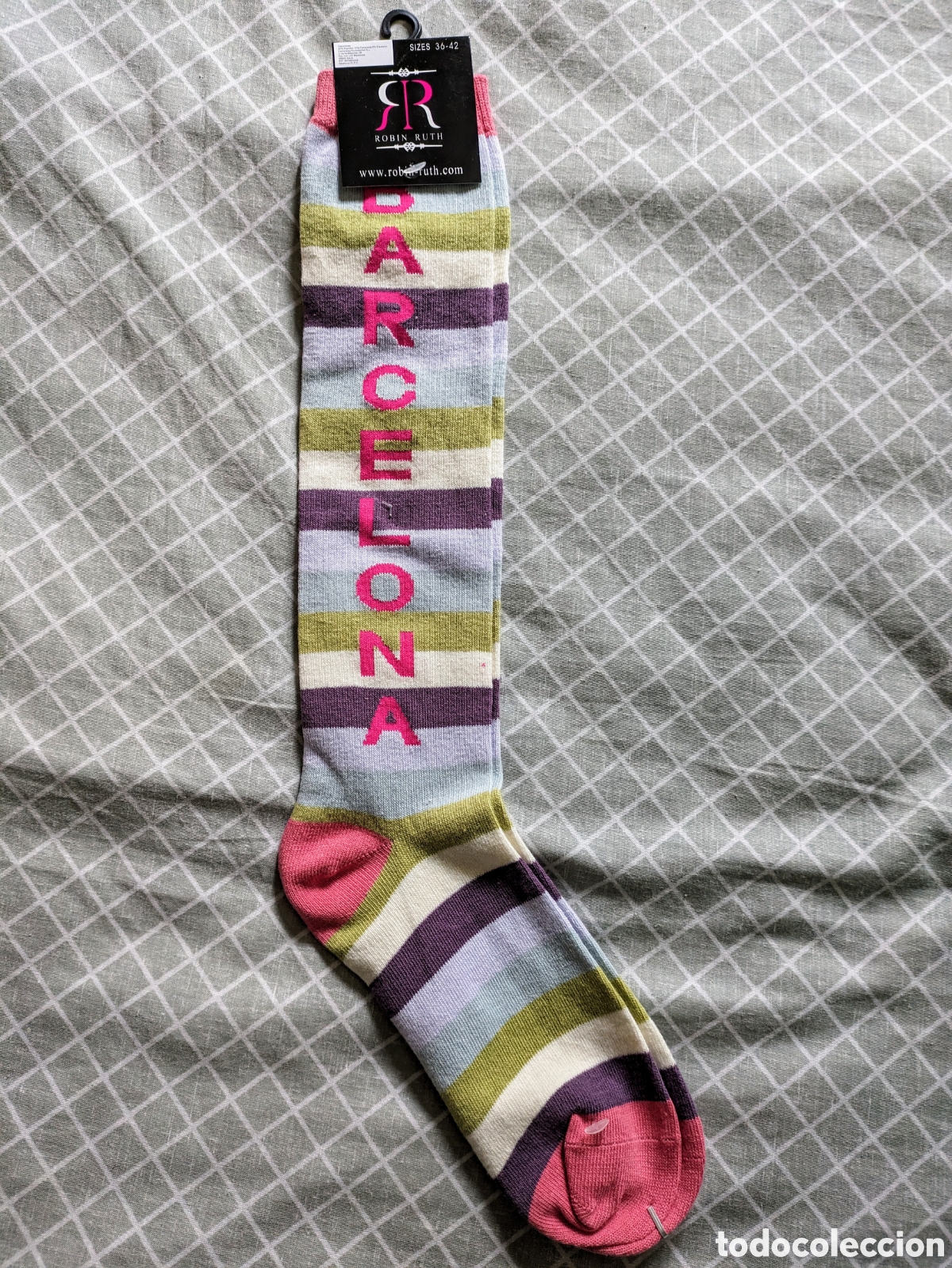 Vintage: Barcelona Calcetines altos multicolor rayas - Foto 1