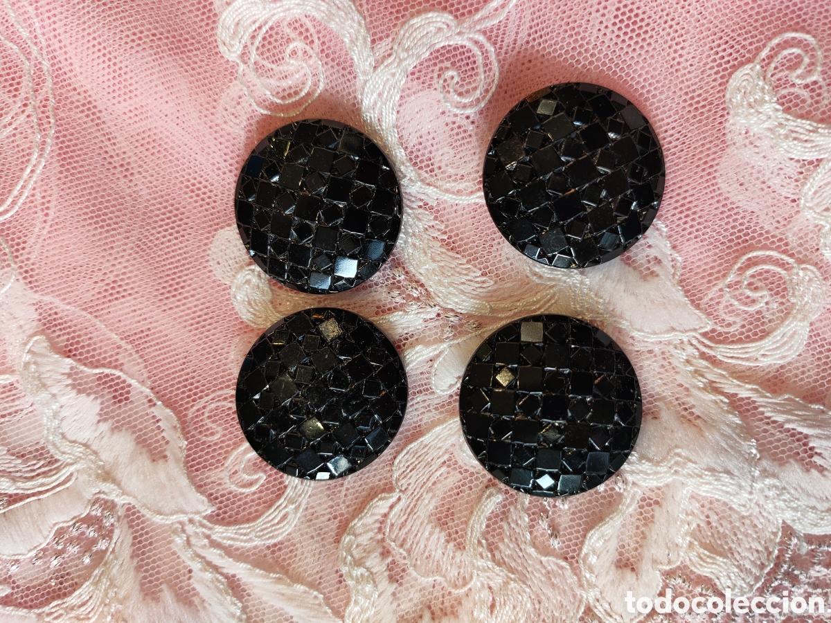 Vintage: 4 BOTONES AZABACHE ANTIGUOS - Foto 1