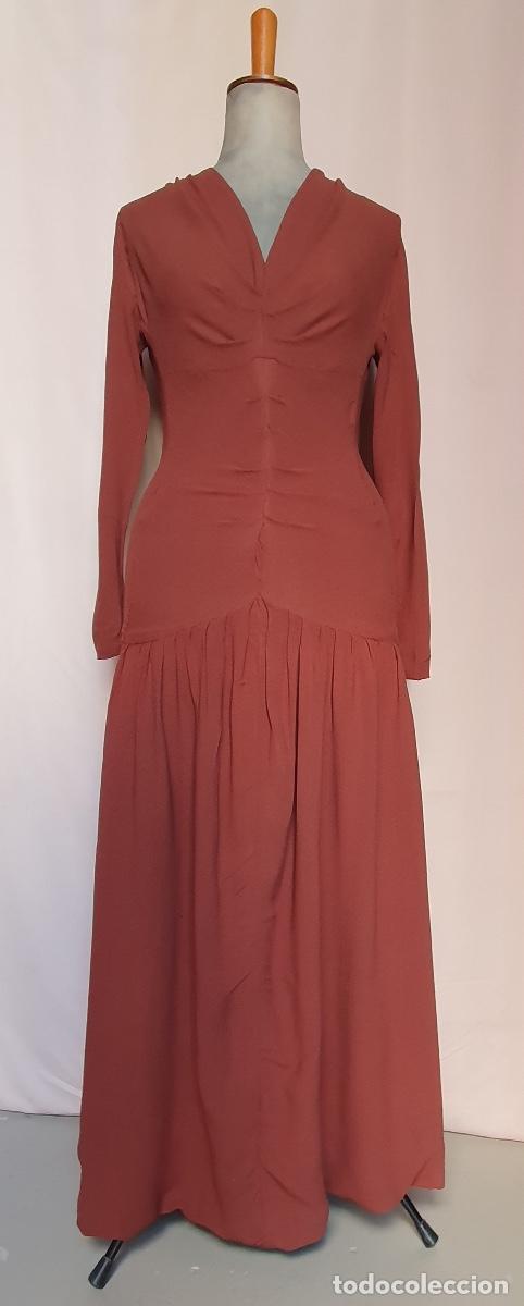 Vintage: Vestido marron con pliegues - Foto 1