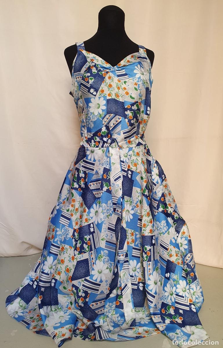 Vintage: Vestido estampado azul con vuelo - Foto 1