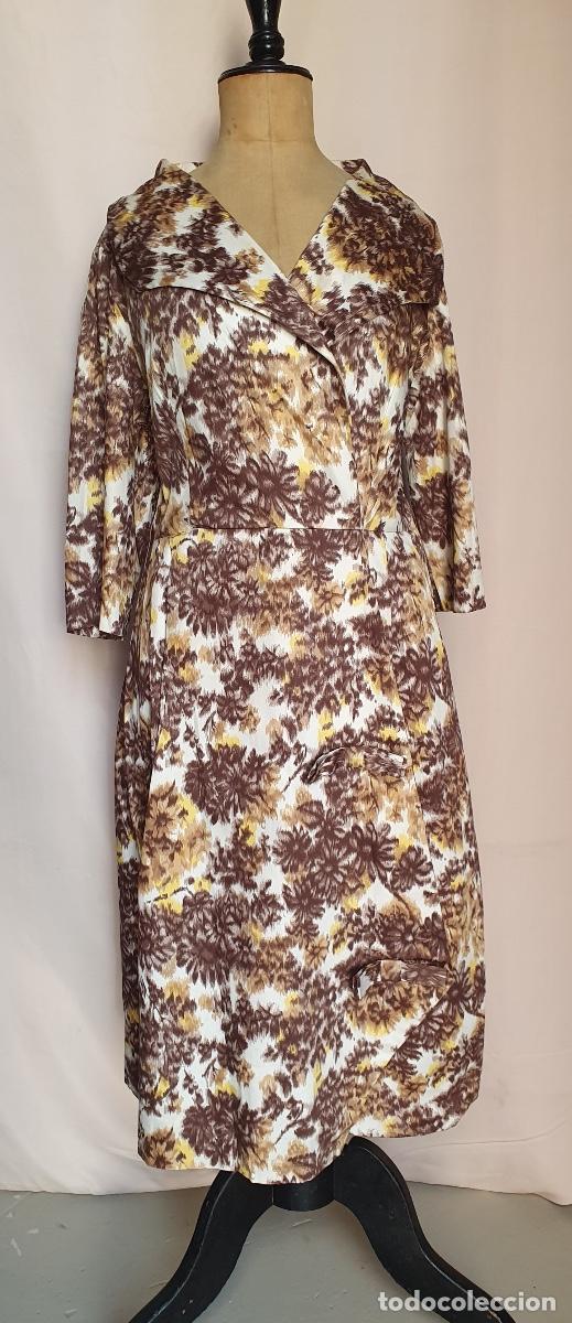 Vintage: Vestido jaspeado marron y amarillo - Foto 1