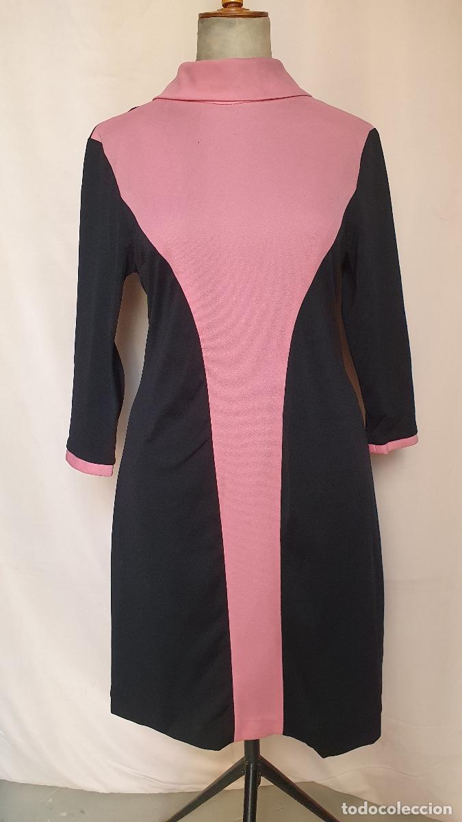 Vintage: Vestido de punto rosa y negro - Foto 1