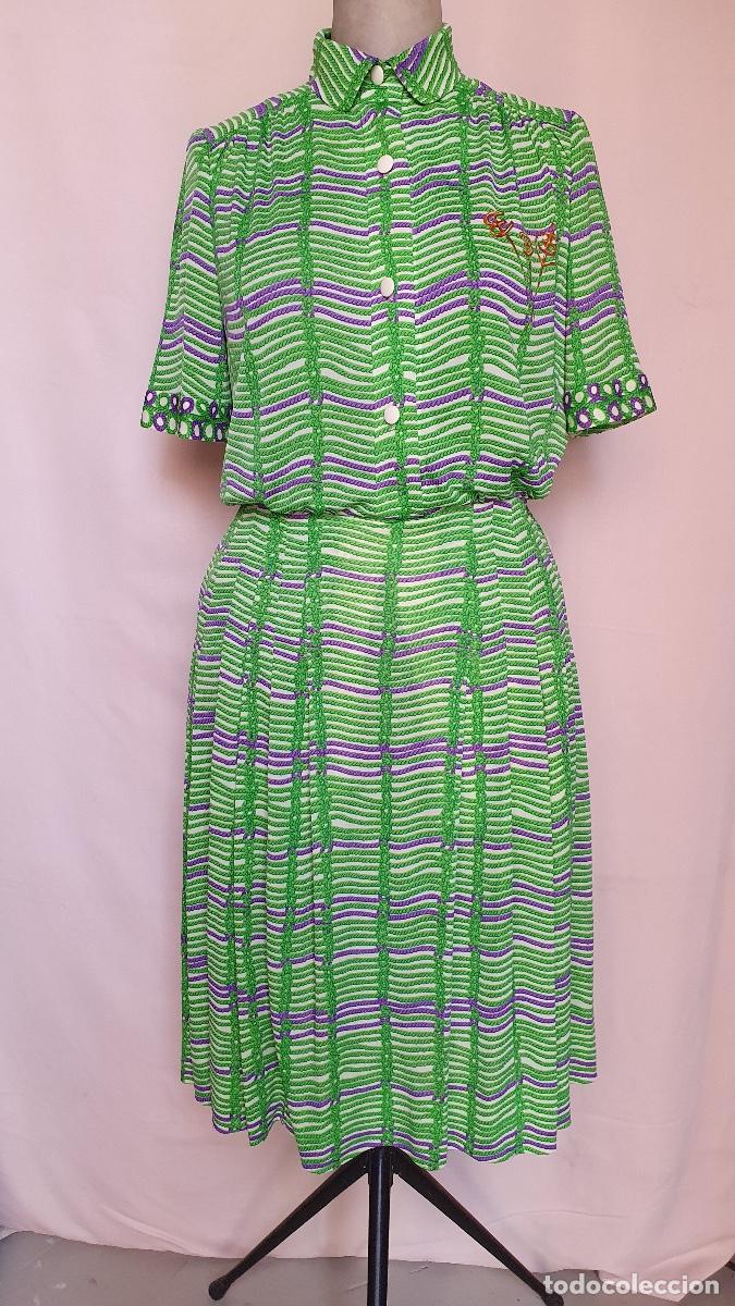 Vintage: Vestido verde y morado de Elio Bernahyer - Foto 1