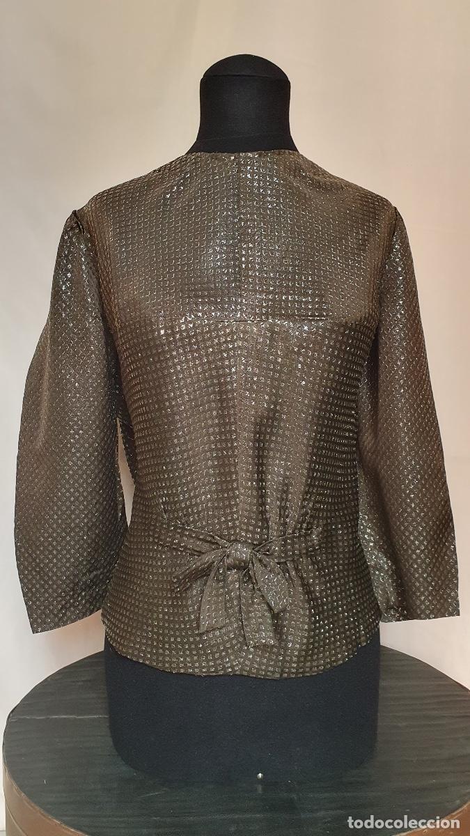 Vintage: Blusa marron chocolate y plata - Foto 1
