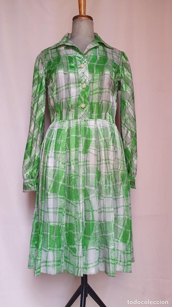 Vintage: Vestido verde de cuadros - Foto 1