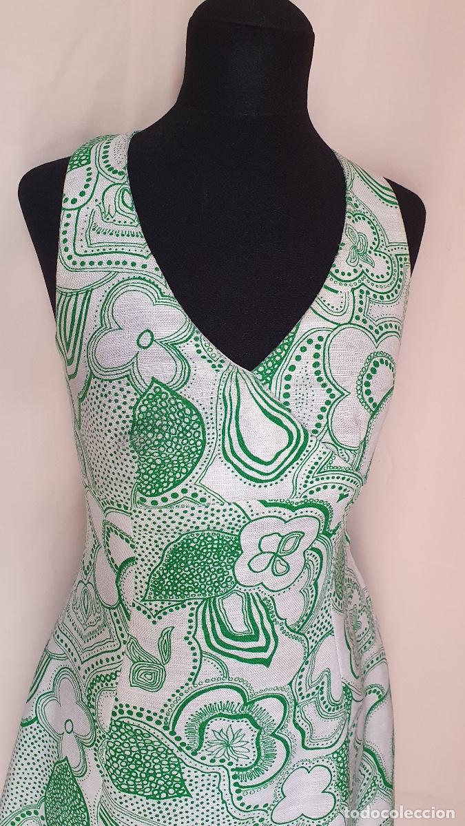 Vintage: Vestido de hilo con estampado verde - Foto 3