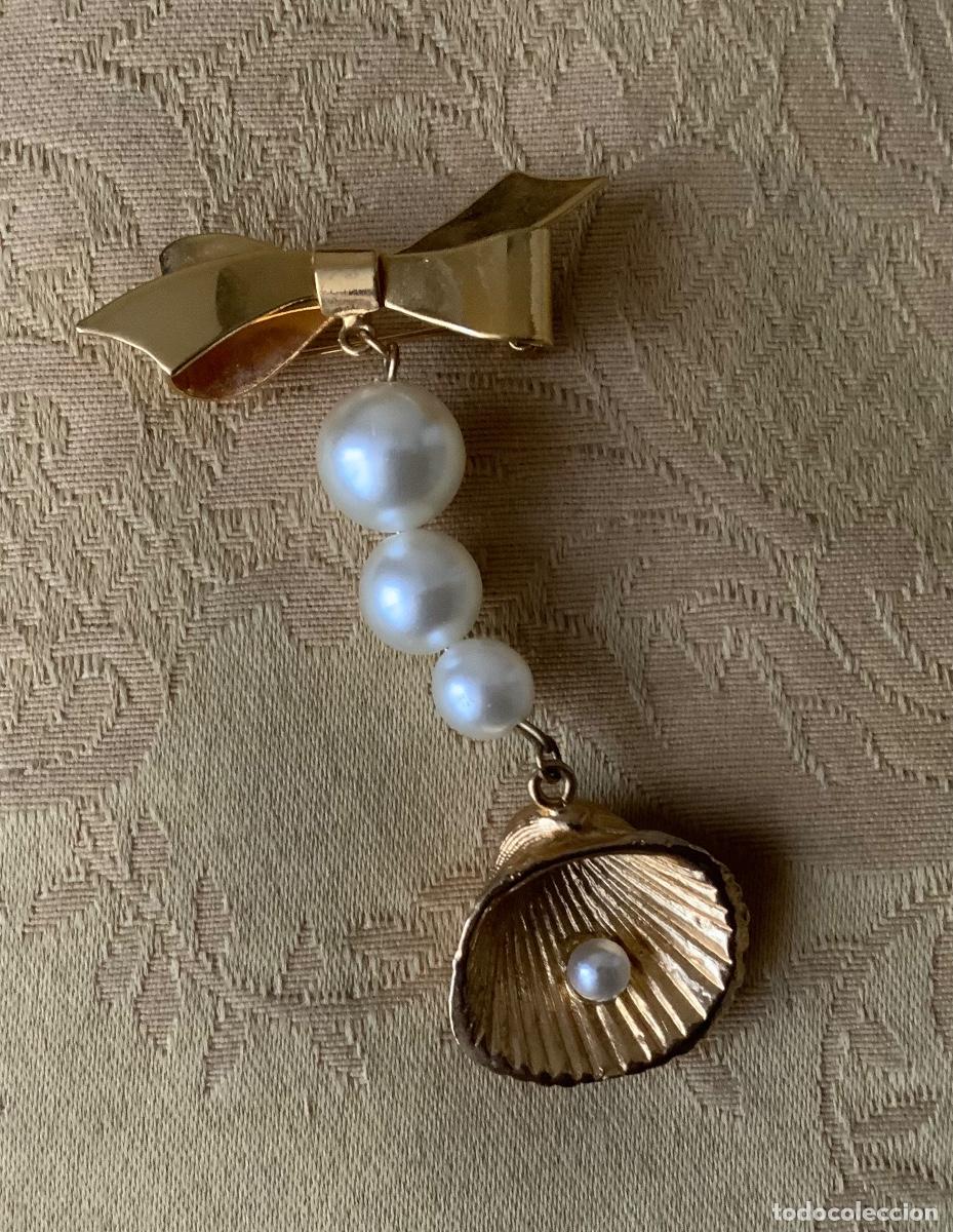 Vintage: BROCHE VINTAGE CONCHA CON PERLA - Foto 1