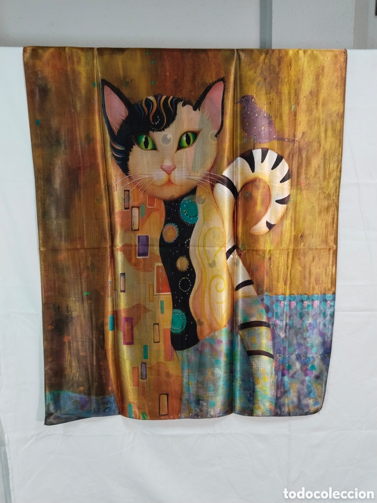 Vintage: Chal de seda - La gata de Klimt - Foto 2