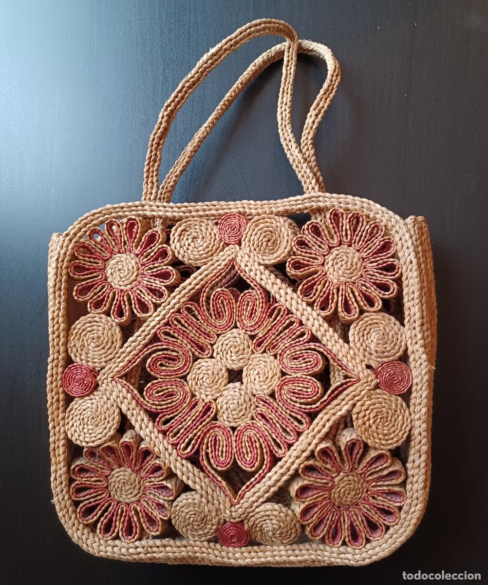 Vintage: Bolso de rafia, a&ntilde;os 80. - Foto 1