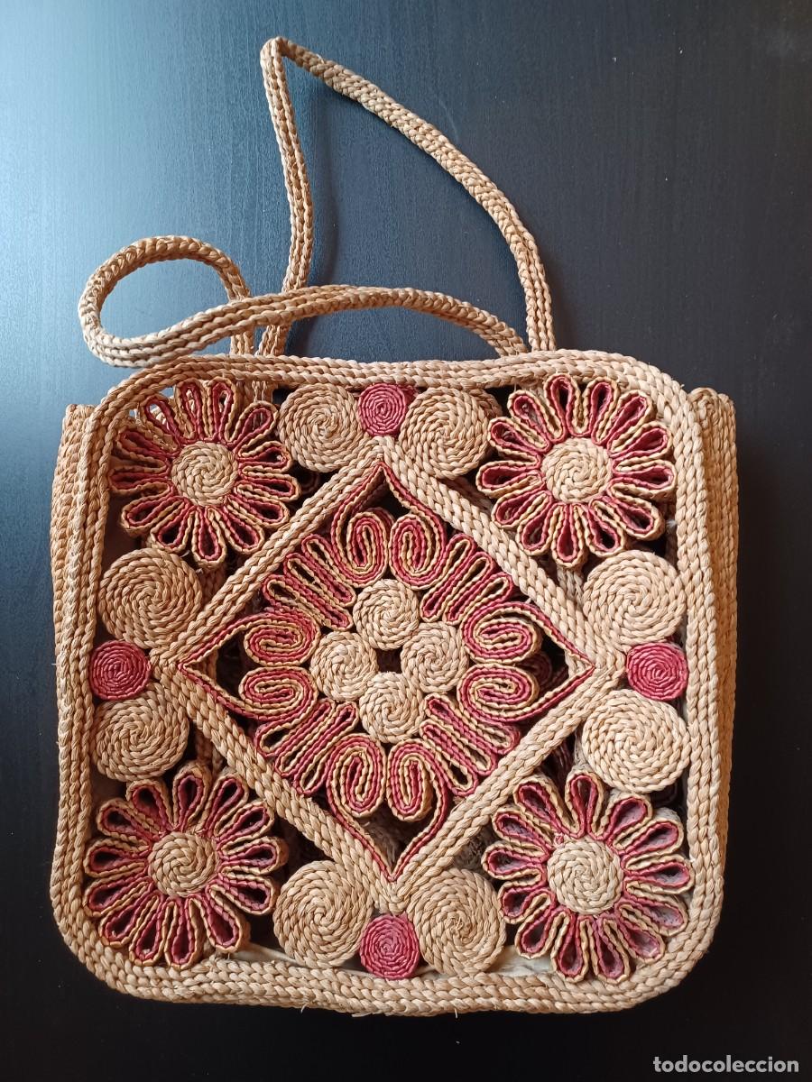 Vintage: Bolso de rafia, a&ntilde;os 80. - Foto 2