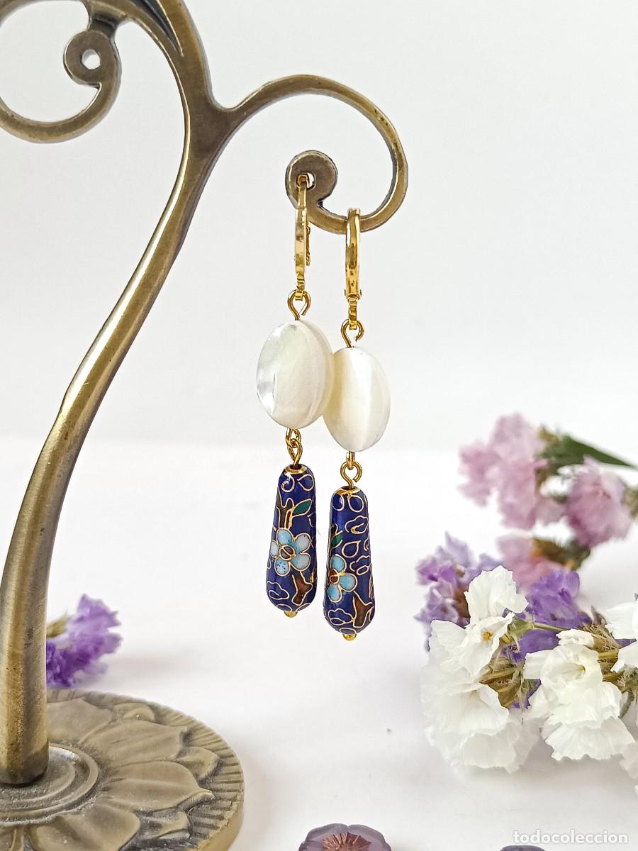 Vintage: ⌛ Pendientes boho vintage de Cloissonne aut&eacute;ntico. - Foto 1