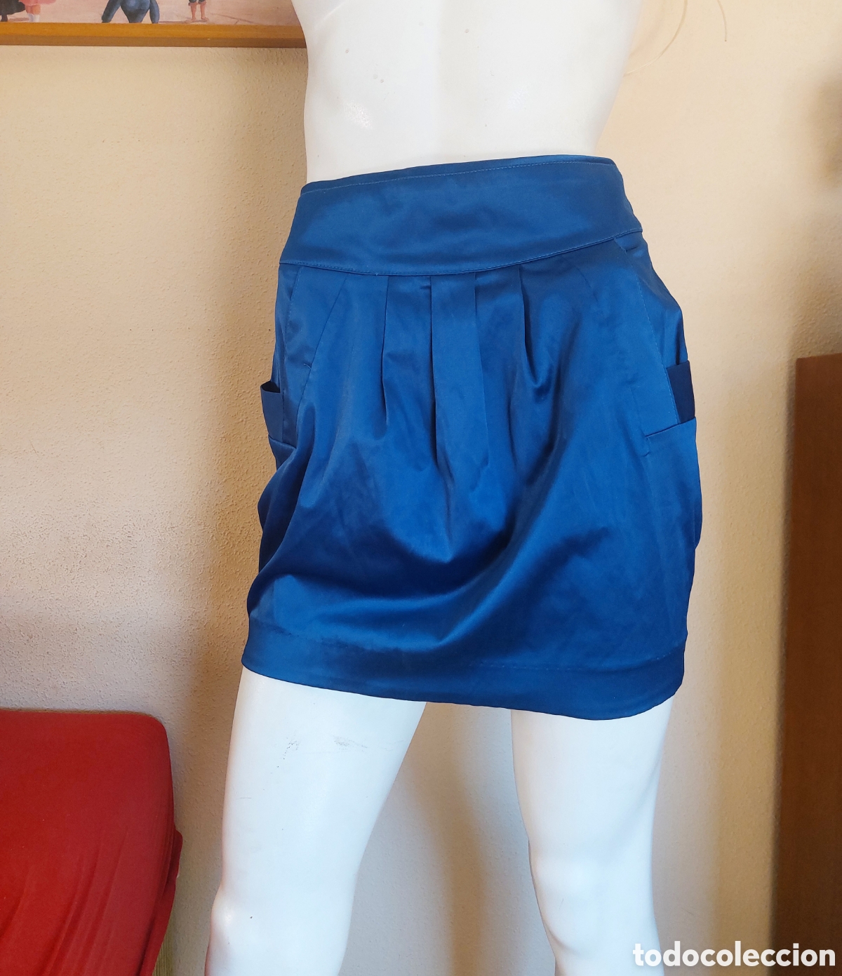 Vintage: Falda talla 36 azul brillo - Foto 2