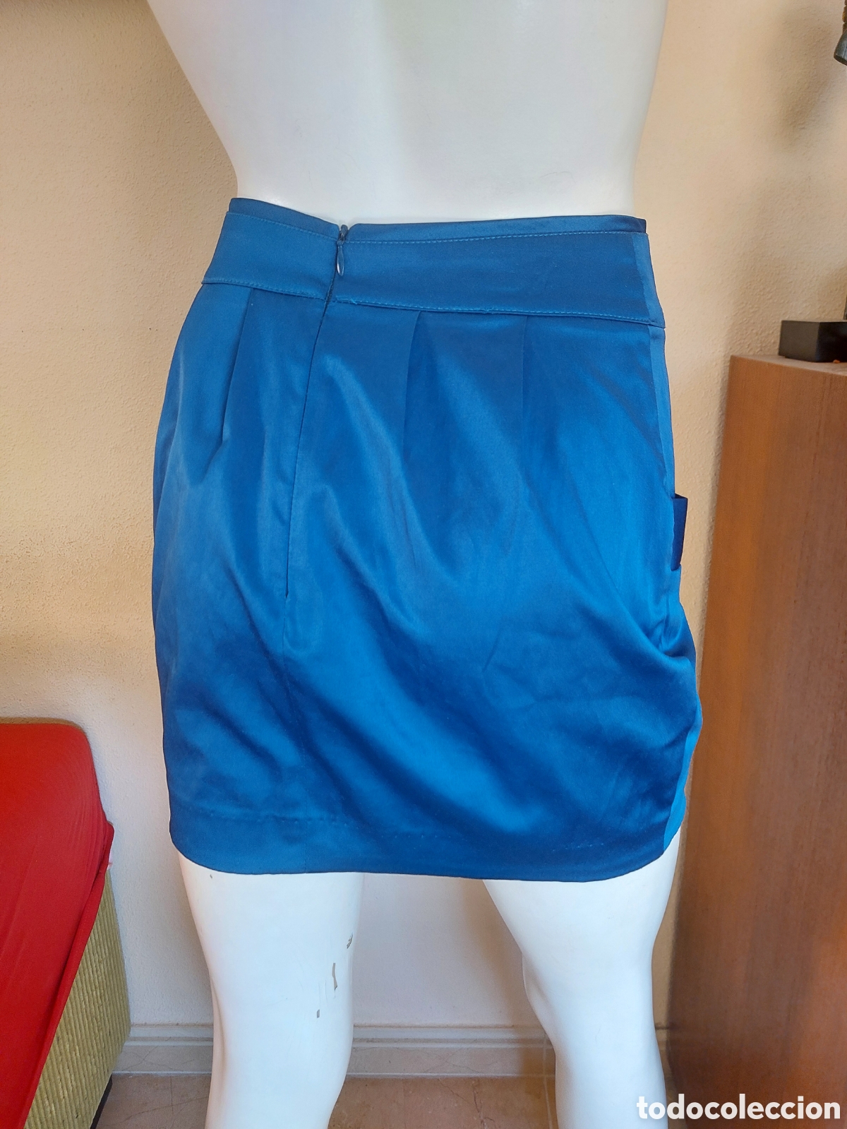 Vintage: Falda talla 36 azul brillo - Foto 4