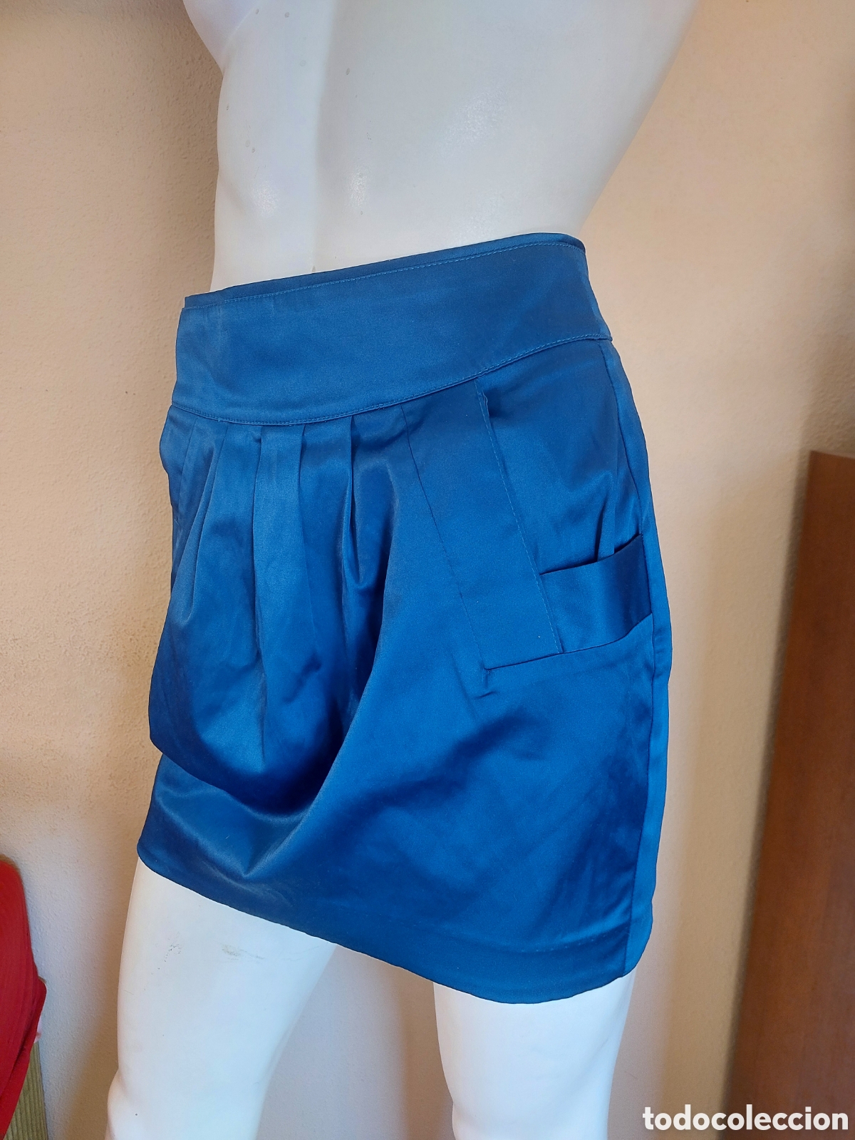Vintage: Falda talla 36 azul brillo - Foto 1
