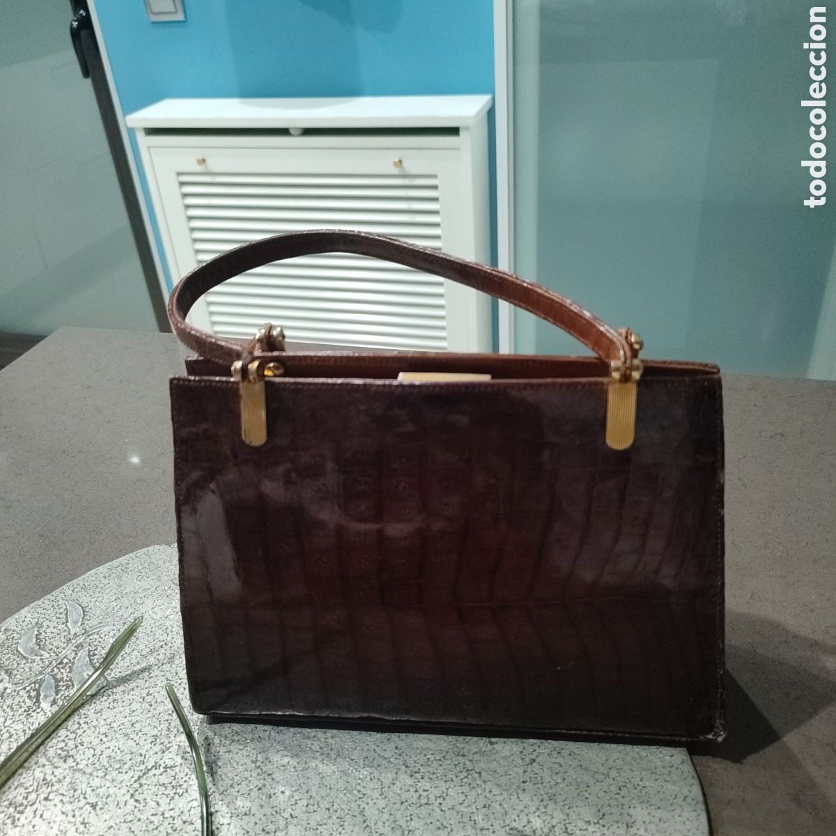 Vintage: Bolso de cocodrilo color camel - Foto 2