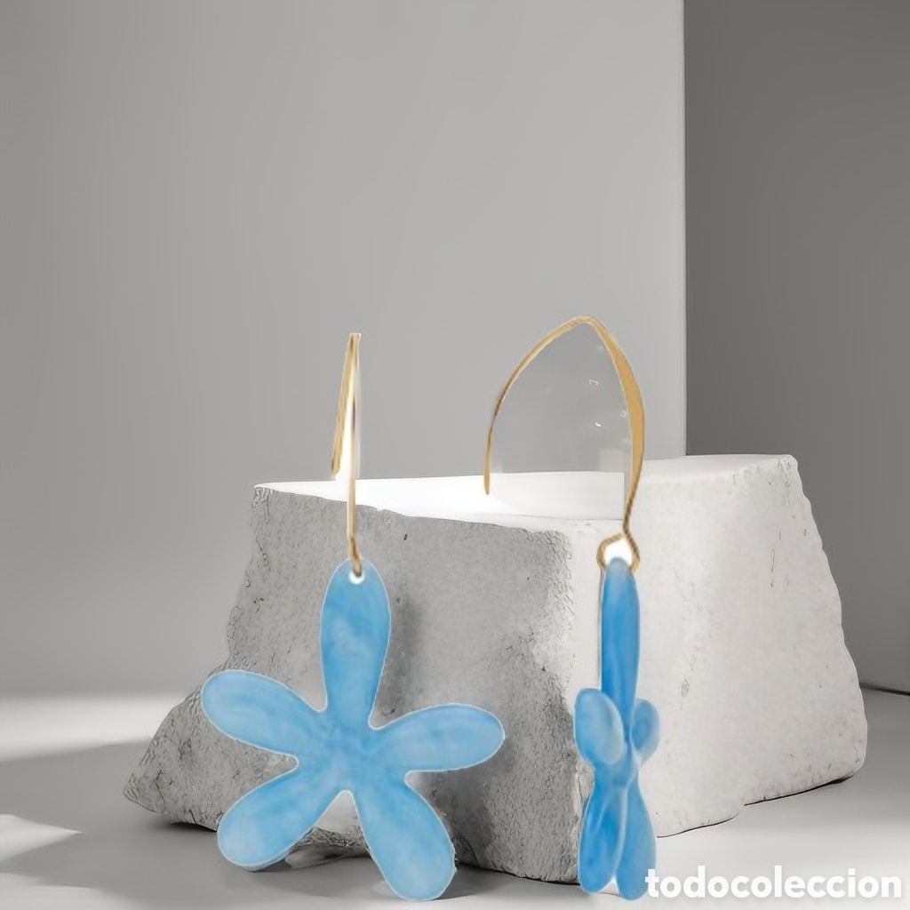 Vintage: Pendientes flor azul - Foto 1
