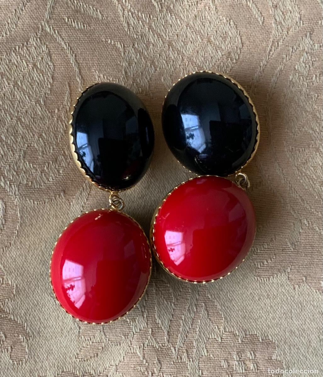 Vintage: PENDIENTES LARGOS A&Ntilde;OS 80 BICOLOR - Foto 2