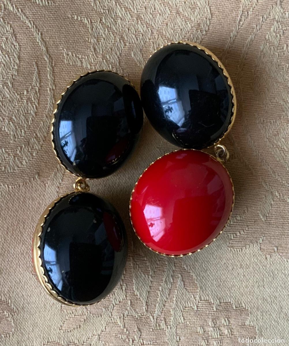 Vintage: PENDIENTES LARGOS A&Ntilde;OS 80 BICOLOR - Foto 1