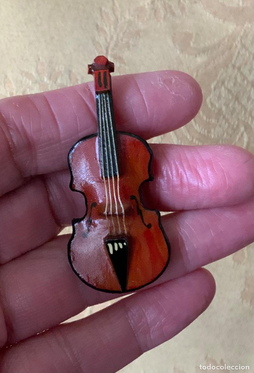 Vintage: BROCHE VIOL&Iacute;N DE MADERA HECHO A MANO - Foto 6