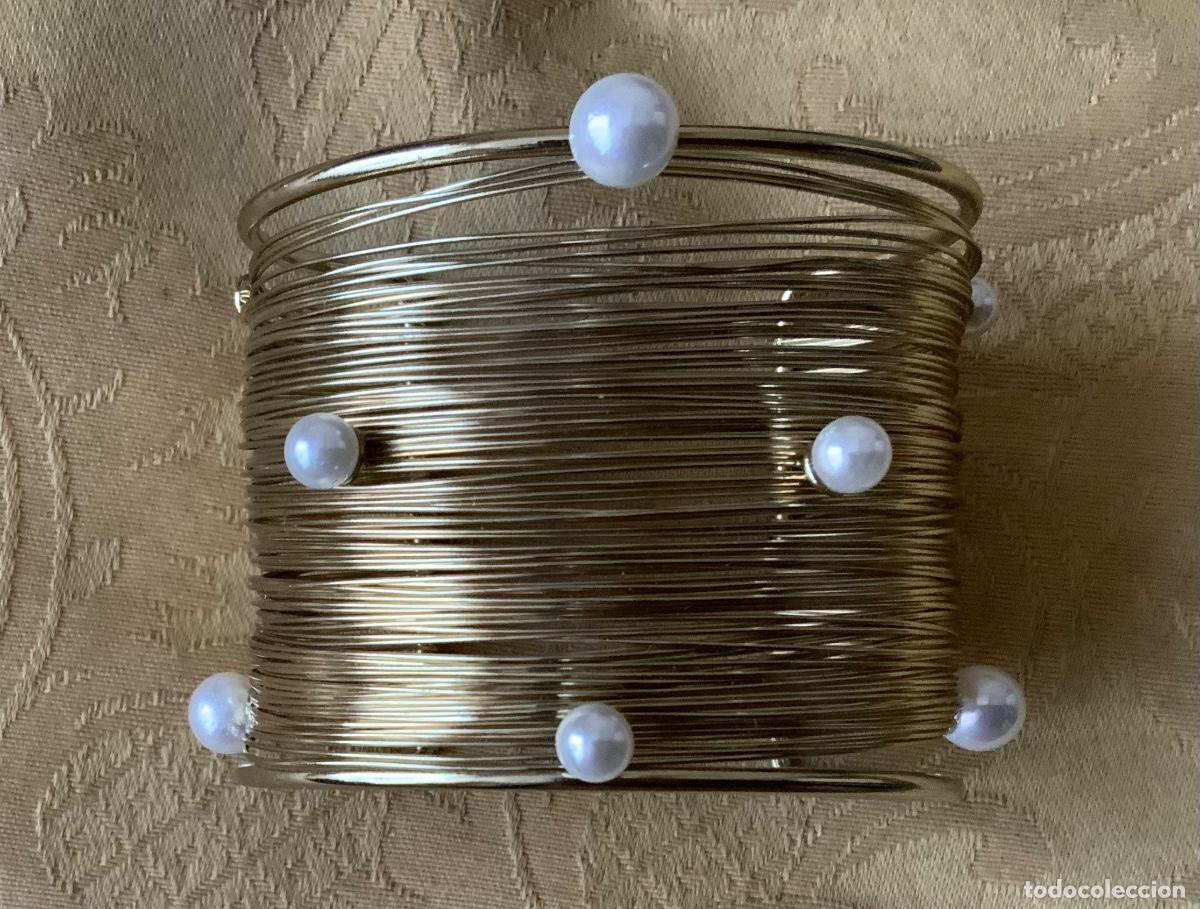 Vintage: PULSERA BRAZALETE METAL Y PERLAS - Foto 1