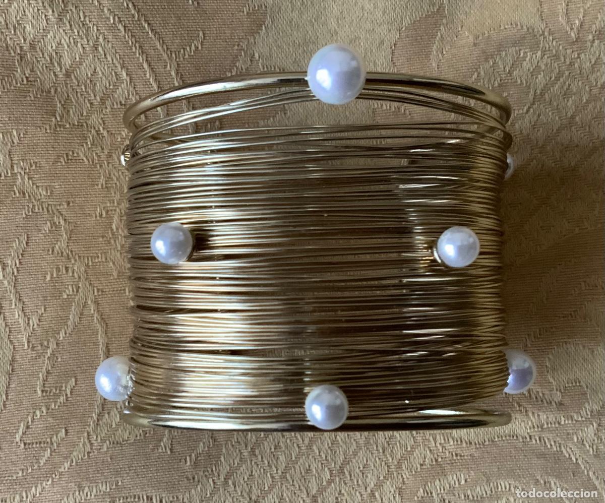 Vintage: PULSERA BRAZALETE METAL Y PERLAS - Foto 4