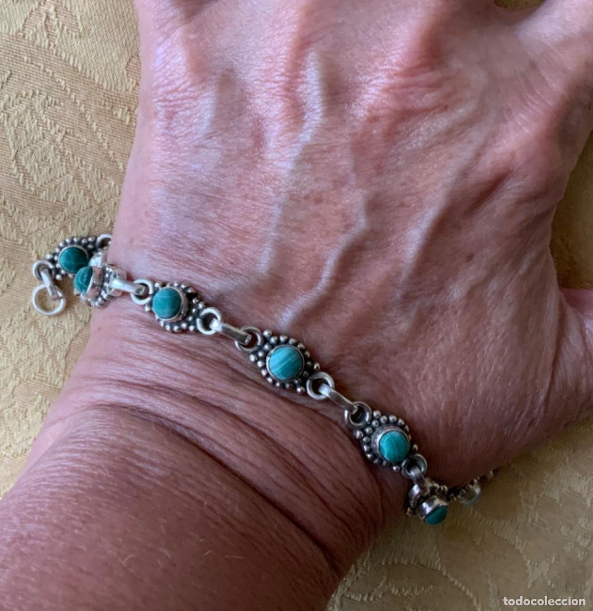 Vintage: PULSERA PLATA LEY CONTRASTADA Y TURQUESAS - Foto 3