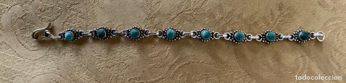 Vintage: PULSERA PLATA LEY CONTRASTADA Y TURQUESAS - Foto 4