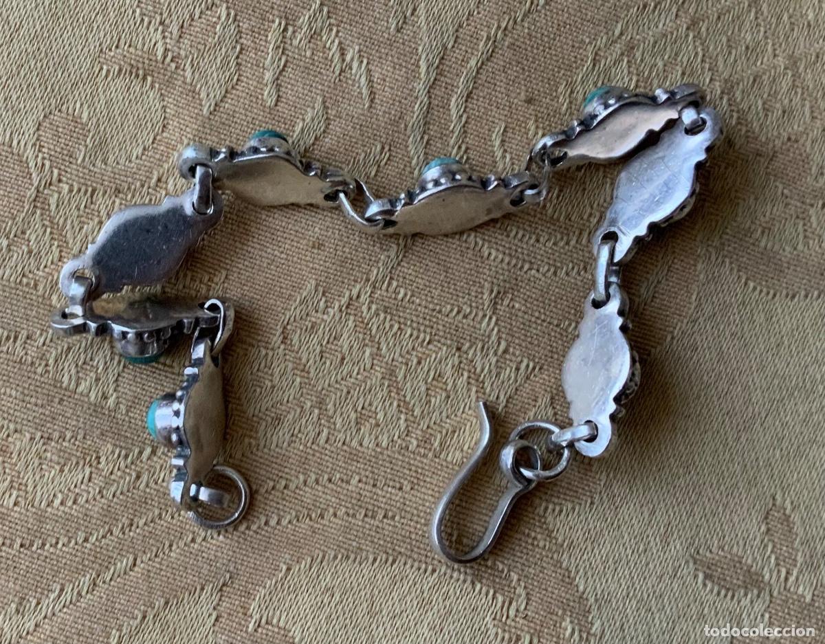 Vintage: PULSERA PLATA LEY CONTRASTADA Y TURQUESAS - Foto 6
