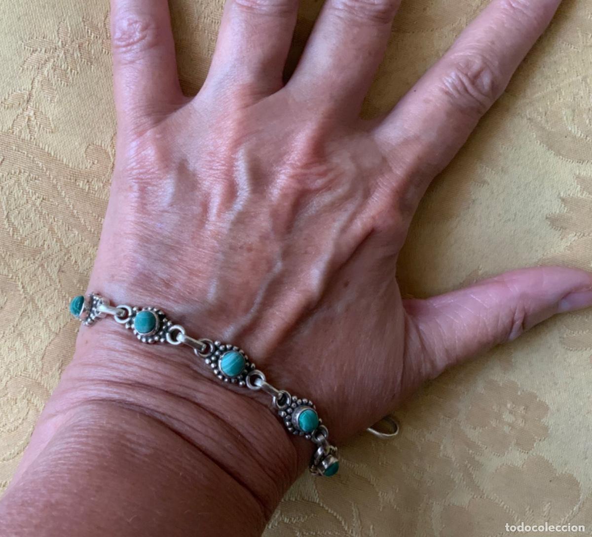 Vintage: PULSERA PLATA LEY CONTRASTADA Y TURQUESAS - Foto 7