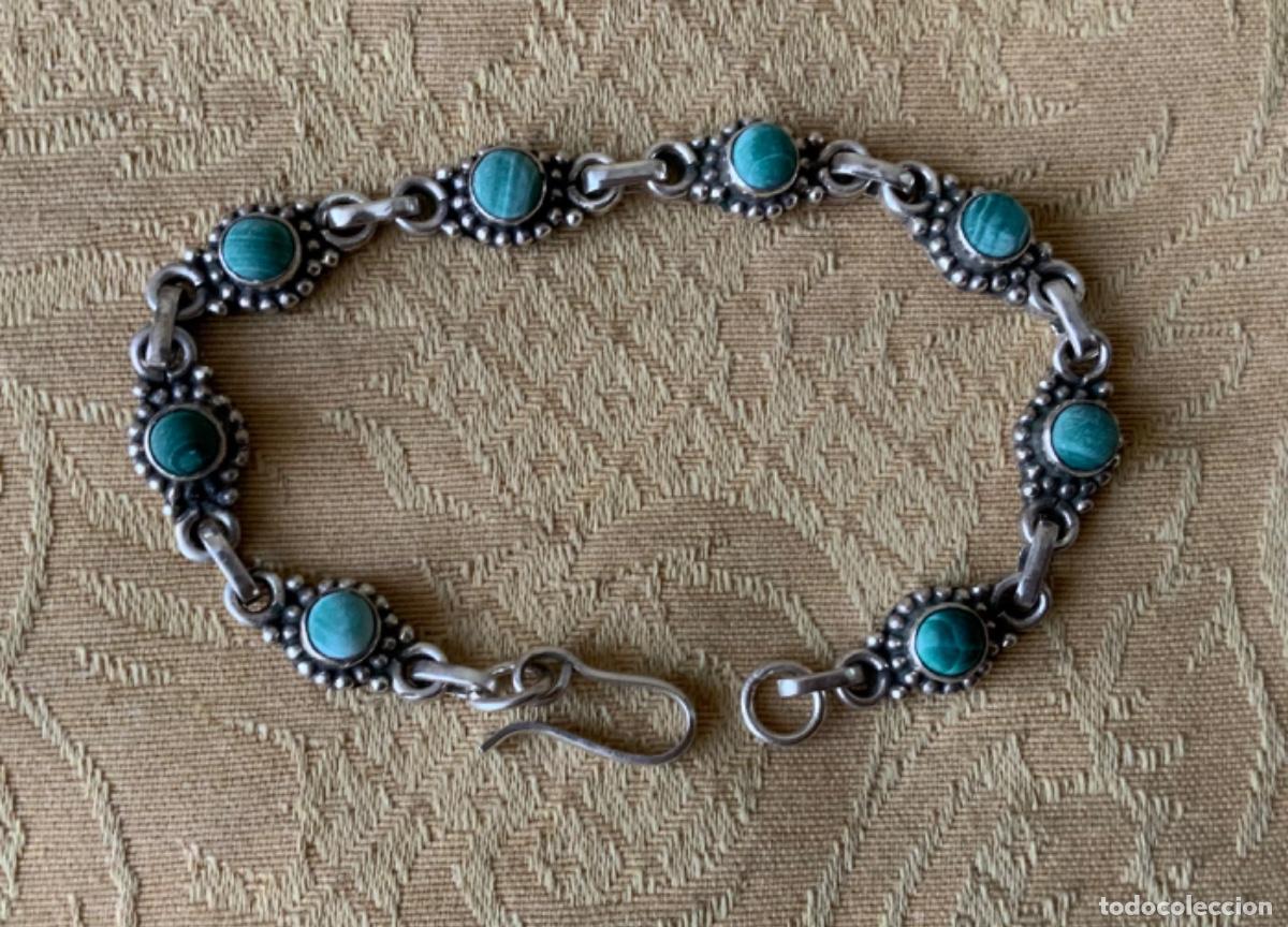 Vintage: PULSERA PLATA LEY CONTRASTADA Y TURQUESAS - Foto 8