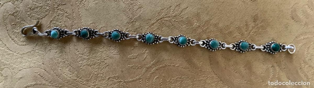 Vintage: PULSERA PLATA LEY CONTRASTADA Y TURQUESAS - Foto 9