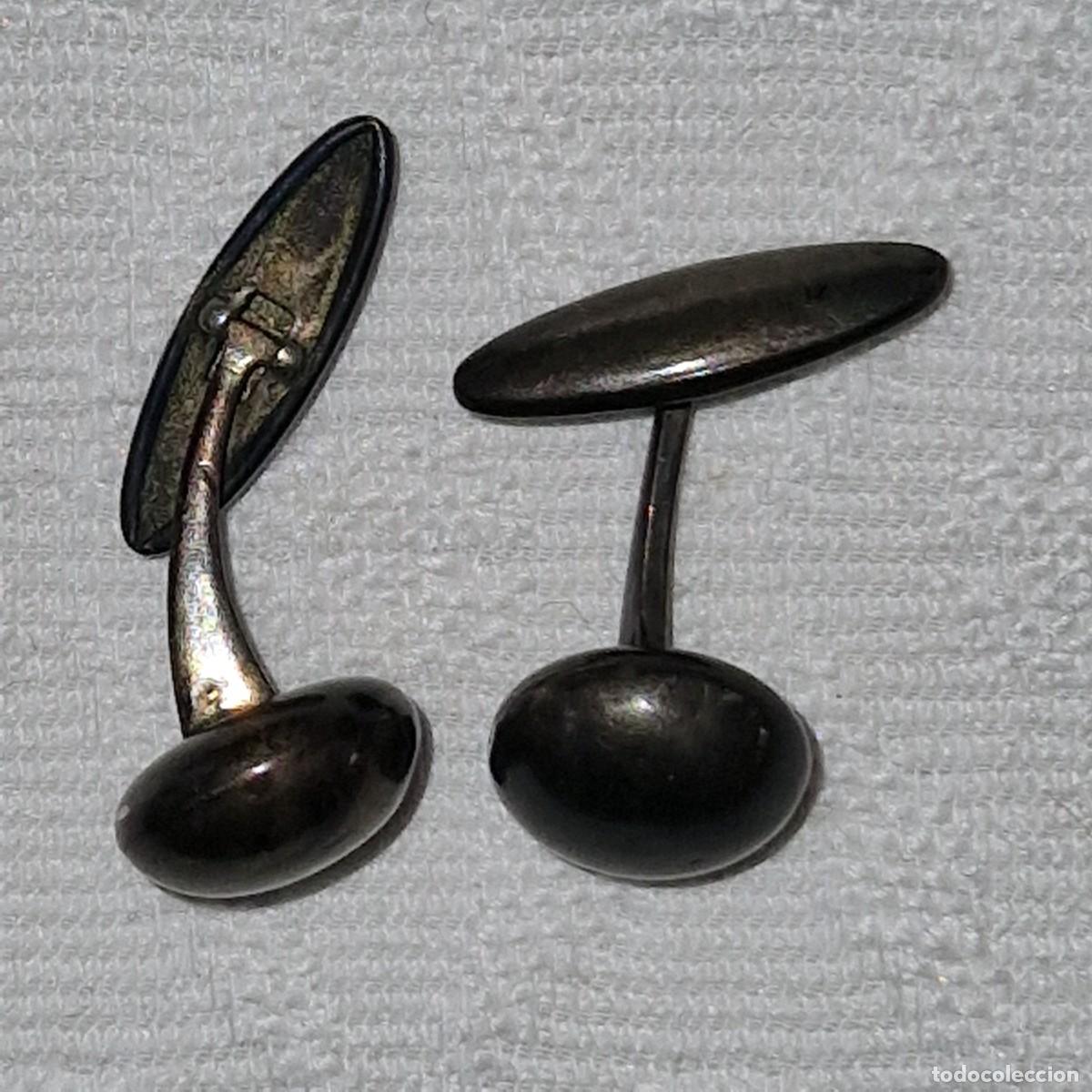 Vintage: GEMELOS DE PLATA EN FORMA DE BOTON - Foto 1