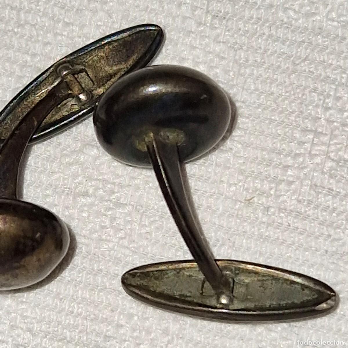Vintage: GEMELOS DE PLATA EN FORMA DE BOTON - Foto 2