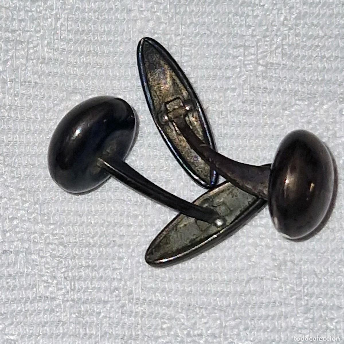 Vintage: GEMELOS DE PLATA EN FORMA DE BOTON - Foto 3