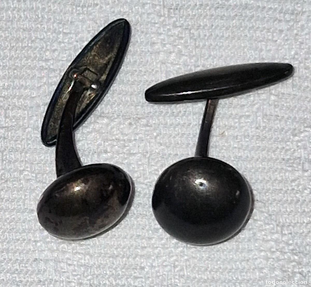 Vintage: GEMELOS DE PLATA EN FORMA DE BOTON - Foto 4