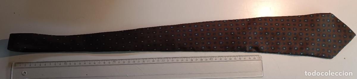 Vintage: Corbata hecha a mano 100 x 100 seda natural - Foto 3