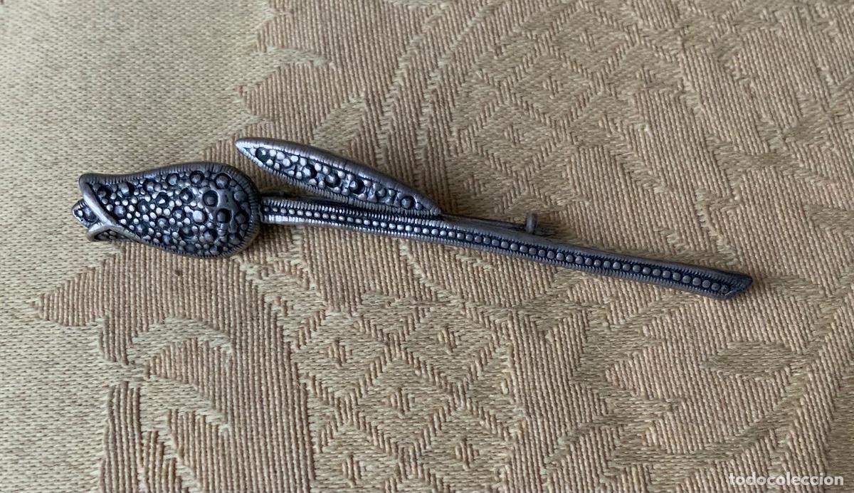 Vintage: ANTIGUO BROCHE DE PLATA TULIP&Aacute;N - Foto 4