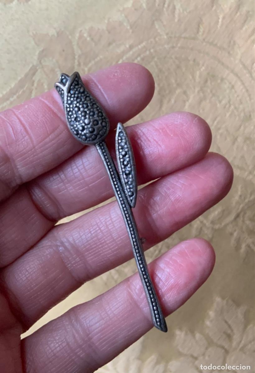 Vintage: ANTIGUO BROCHE DE PLATA TULIP&Aacute;N - Foto 6