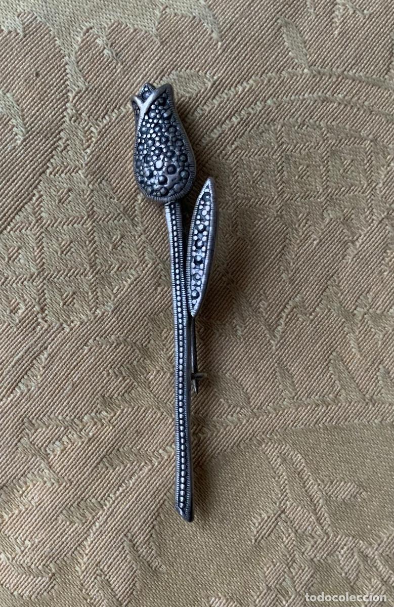 Vintage: ANTIGUO BROCHE DE PLATA TULIP&Aacute;N - Foto 7