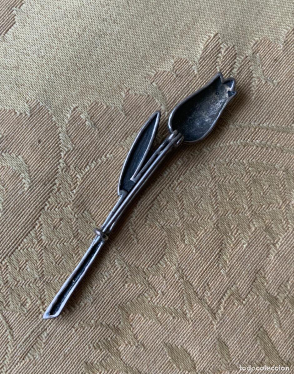 Vintage: ANTIGUO BROCHE DE PLATA TULIP&Aacute;N - Foto 8