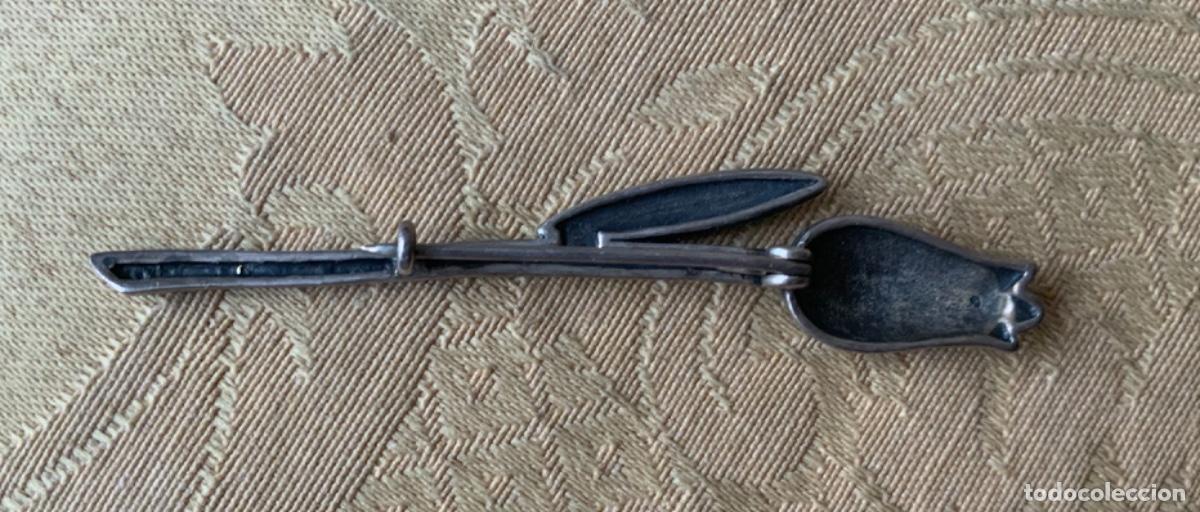 Vintage: ANTIGUO BROCHE DE PLATA TULIP&Aacute;N - Foto 9