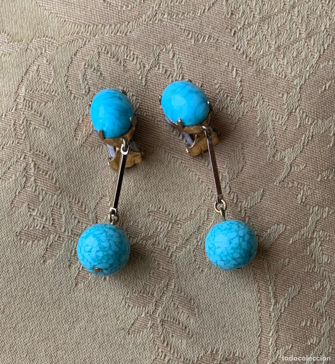 Vintage: PENDIENTES A&Ntilde;OS 60 TURQUESA - Foto 1