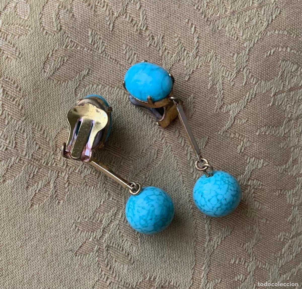 Vintage: PENDIENTES A&Ntilde;OS 60 TURQUESA - Foto 2